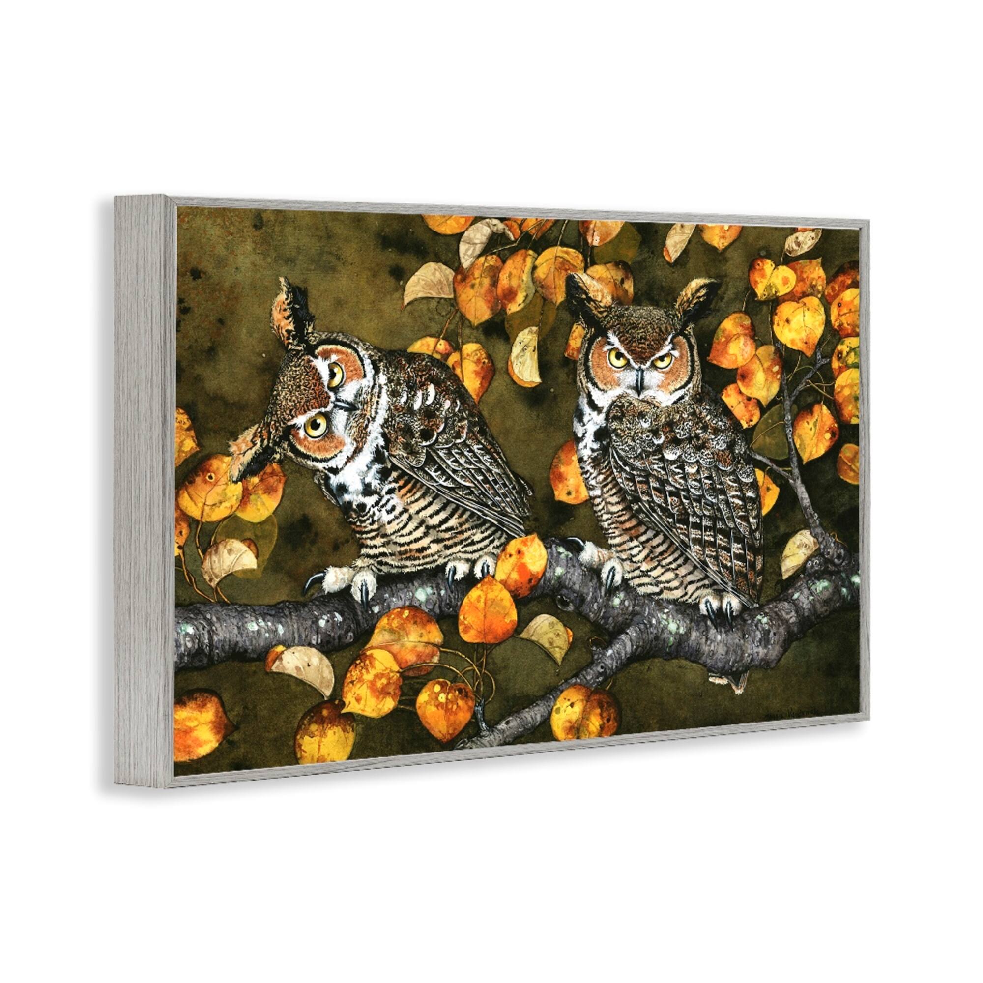 Stupell Industries Inquisitor Owls Autumn Branch Framed Giclee Art